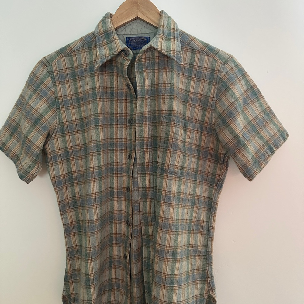 Pendleton Green and Blue Plaid Button Down Shirt